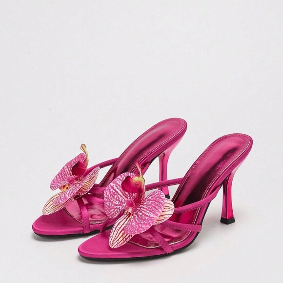 Hot Pink Sexy Women's Metallic High Heel Stiletto Sandals - Picture 4 of 9